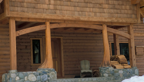 Log cabin style entry